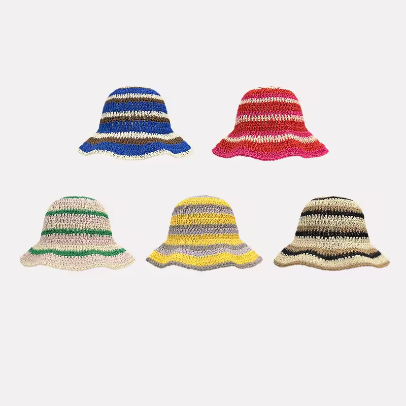 Novo listrado de malha palha c - Bucket Hat Straw avaliação e preço